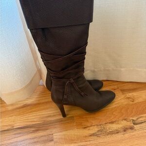 Elegant Brown Leather Knee-High Boots